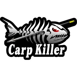 ProSticker 1517 (One) 3.5" X 7" Fishing Art Series Carp Killer Skeleton Arrow Decals Sticker