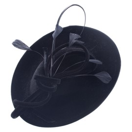 Lawliet Elegant Womens Loop Velvet Wedding Occasion Church Fascinator Headpiece Hat A624(Black)