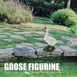 Wisoqu Resin Garden Patio Goose Statues Decor, Outdoor Realistically Animal Sculptures, Lawn Backyard Home Decor Ornaments Yard Art Figurines, Garden Ornament (1),