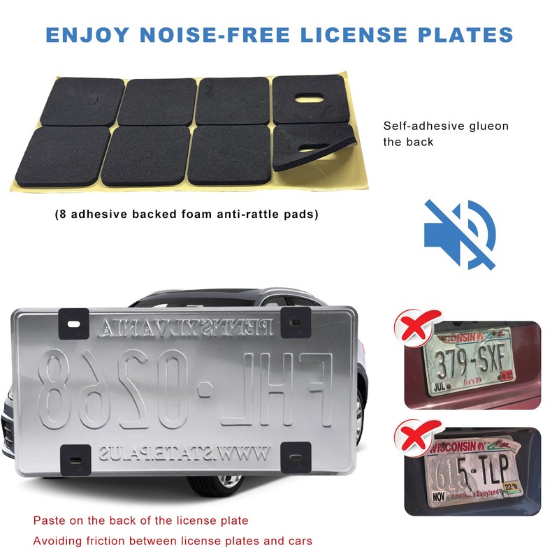YTFRL 2 PCS License Plate Covers, Unbreakable Plastic Auto Tag