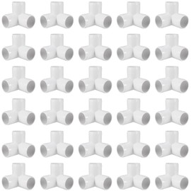 MANCHAP 30 PCS 1 Inch 3 Way PVC Fitting, 90 Degree PVC Elbow Corner Side Outlet Tee Fitting, Heavy Duty PVC Pipe Connectors Furniture Fittings, Fit for 1 Inch Pipe, White