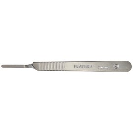 Feather 2977#4 Surgical Blade Handle, Flat with Corrugated Grip, Fits Blade Sizes # 20, 21, 22, 23, 24, 100 mm Long