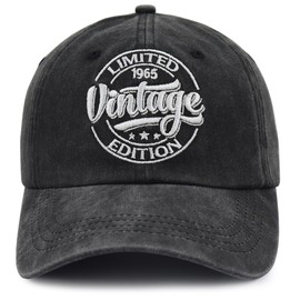 60th Birthday Gifts for Women Men, 60th Birthday Hat, 60th Birthday Decorations for Dad Mom Sister Brother Son Husband, 1965 60 Years Old Baseball Cap Black