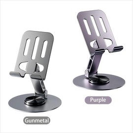 OOI All-Metal 3-Axis 360° Rotating Foldable Stand with Anti-Slip Design and Multi-Angle Neck Support for Smartphones Accessories Cellphone Mount Folding - Color: BMZJ01-GRY-gray