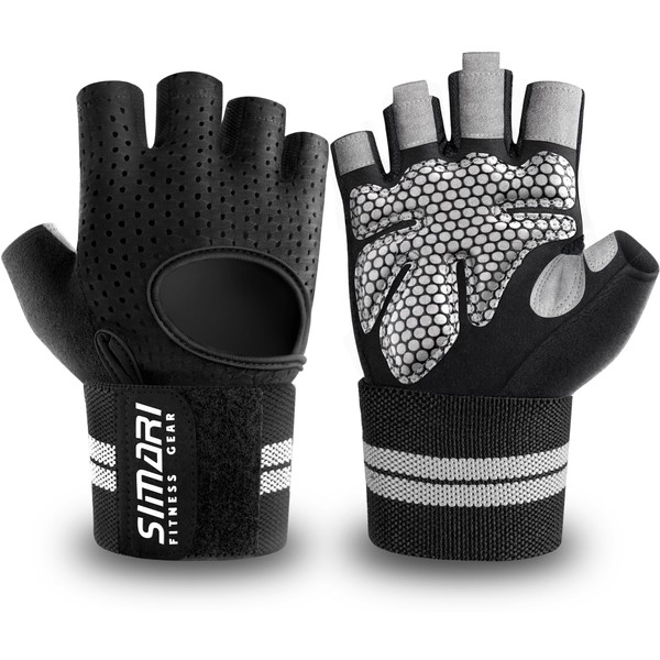 SIMARI Workout Gloves Men Women Weight Lifting Gloves with Wrist Support for Gym Exercise Fitness Training Lifts Made of Microfiber and Spandex Fiber