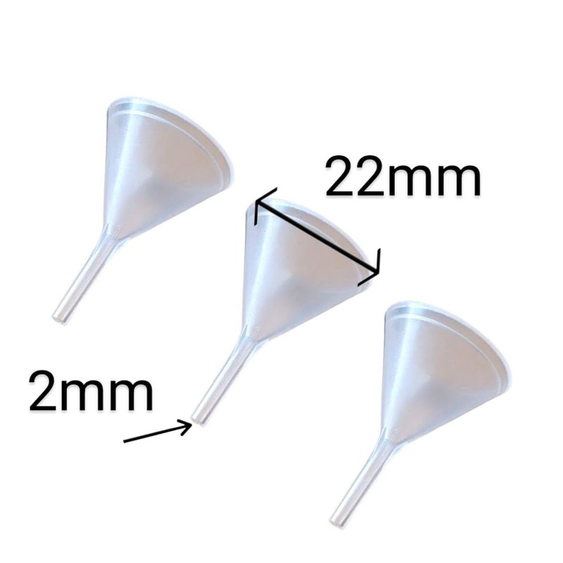 3 x Very Small (Tiny) Food Safe Plastic Funnels 2.1cm