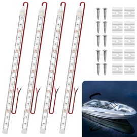 VIDLULTD Boat Marine Submersible Led Strip Lights, 4 Pcs 12 Inches 12V Super Bright Boat Interior Lights, IP68 Waterproof Marine Led Strip Lights Night Fishing Lights for Boats, Kayak (White)