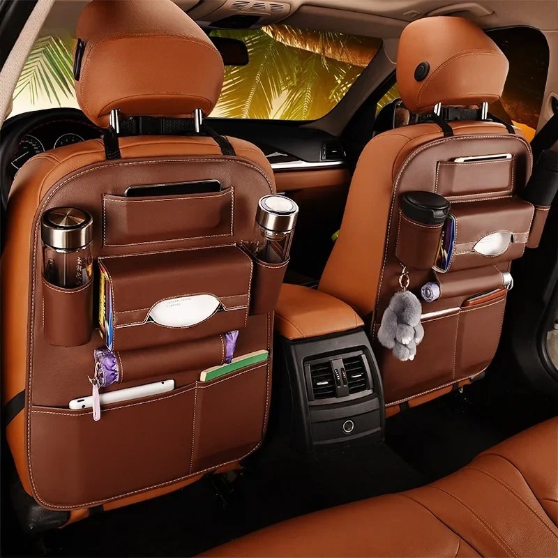OrganiMax Car Seat Organizer Back – Multi-Pocket PU Leather Storage,