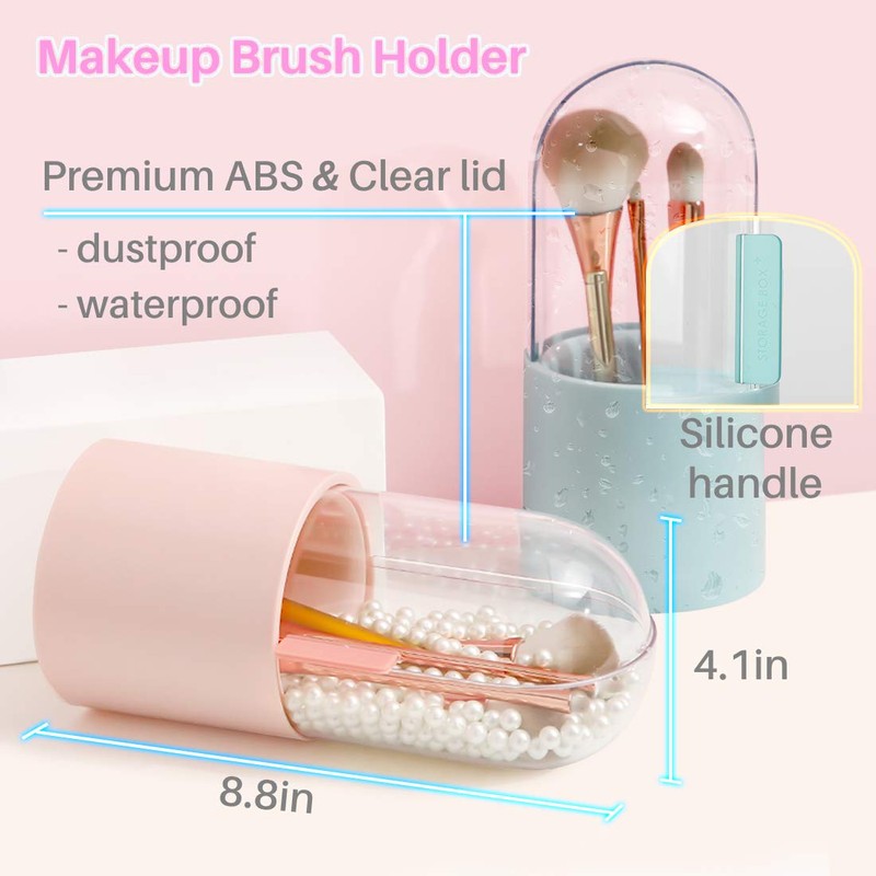 Kalevel Cosmetic Brush Holder Organizer Dustproof Container Makeup Color Removal
