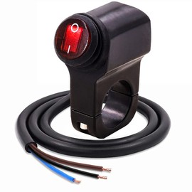 X-STYLE Motorcycle Waterproof Switch with LED 0.9 inch (22 mm) Handle Switch 12V Light Universal On/Off Switch Easy Installation Pack of 1 (Red Light)