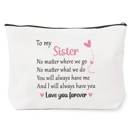 Sister Gifts from Sister,Mothers Day Best Wedding Graduation Anniversary Bestie Birthday Travel Practical Beauty Positive Holiday Practical Creative Christmas Valentines Gifts for Sister,Makeup Bag