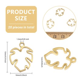 CHGCRAFT 20Pcs Maple Leaf Open Back Bezel Charms Pendants Zinc Alloy Pendants Bezel Blank Trays Geometric Hollow Frame Charms For DIY UV Resin Epoxy Resin Pressed Flower Jewelry Golden