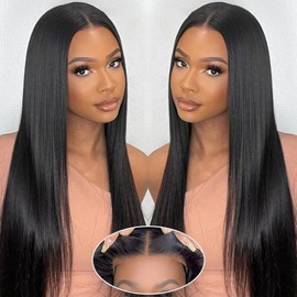 ZIYGBK 24 Inch 5x5 HD Lace Closure Wigs Human Hair Straight Wear and Go Glueless Wigs Human Hair Pre Plucked Pre Cut with Baby Hair 200% Density Straight Lace Front Wigs Human Hair For Women