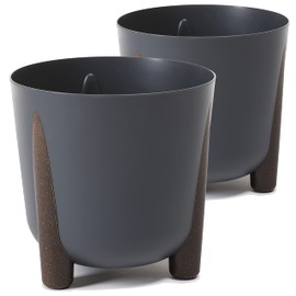 Tymar Flower Pot with Feet, Pack of 2, Round Shape, Planter (2 Pack), Anthracite, Diameter 30 cm)