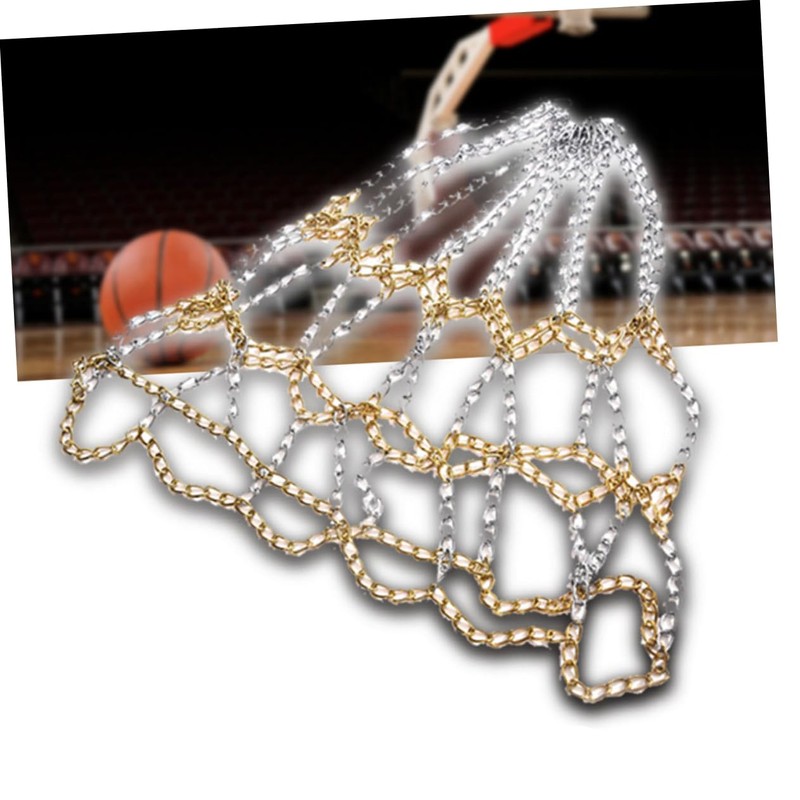 KICHOUSE Practical Basketball Net Pocket Iron Chain Net for Home
