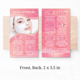 Havongki - 100 Pack - 2 x 3.5" Premium Facial Aftercare Instructions Cards Care PMU Supplies for Professional Esthetician - FA02A100_N