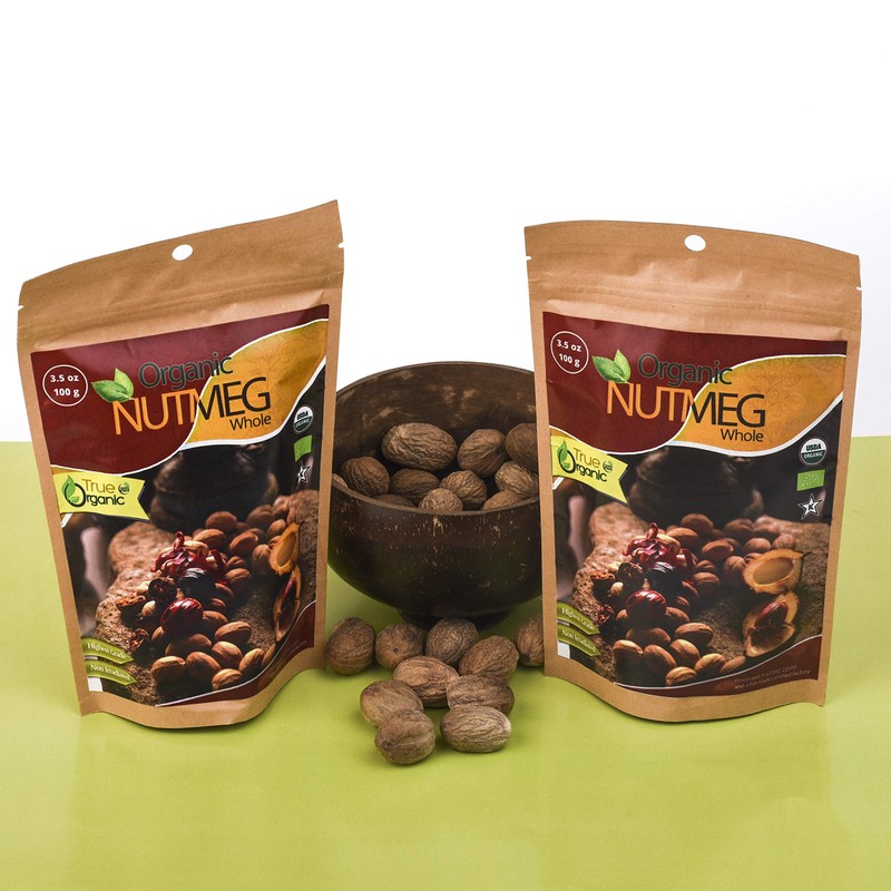 True Organic Ceylon Nutmeg Whole 3.5 Oz - USDA Certified