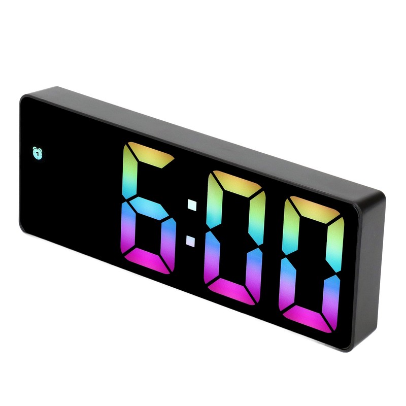 Colorful LED Digital Alarm Clock Large LED Screen Electronic Alarm