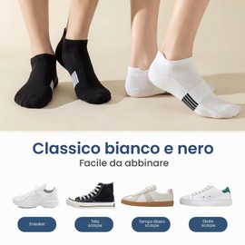 Libella Calzini Corti Uomo Donna 10 Paia Calze Corte Cotone Sportivi Traspiranti Anti-vesciche Socks Running Estive Nero 35-38
