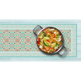 Heat Resistant Table Runner Trivet 39 x 12 Inch Protects Dining Table and Countertop from Heat and Scratch. Unique Design by an European Artist. Spanish Garden 7252