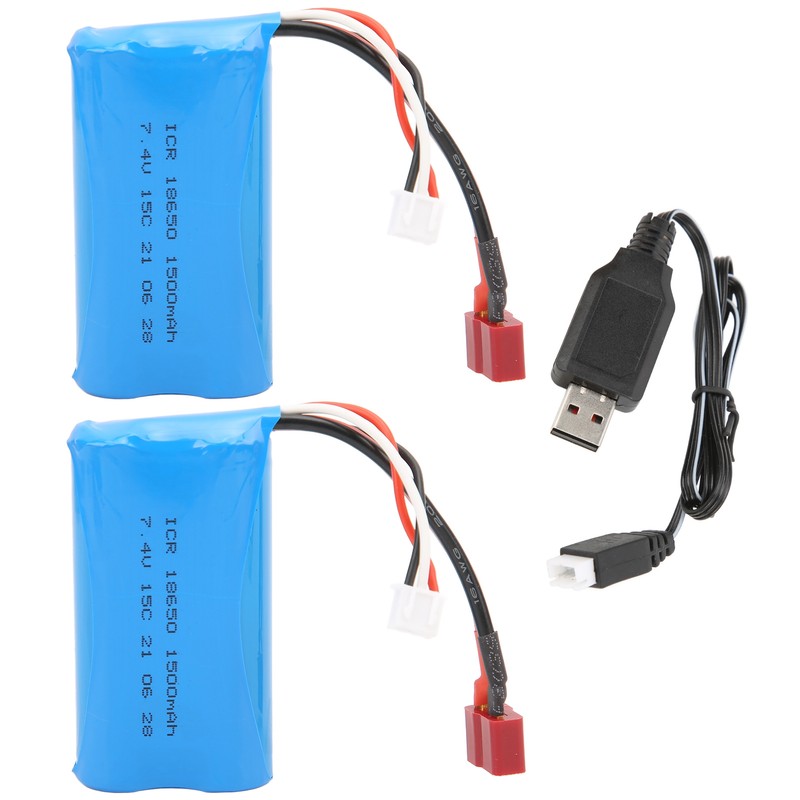7.4V 1500mAh 15C Lipo Battery with Charging Cable Rechargeable Lithium