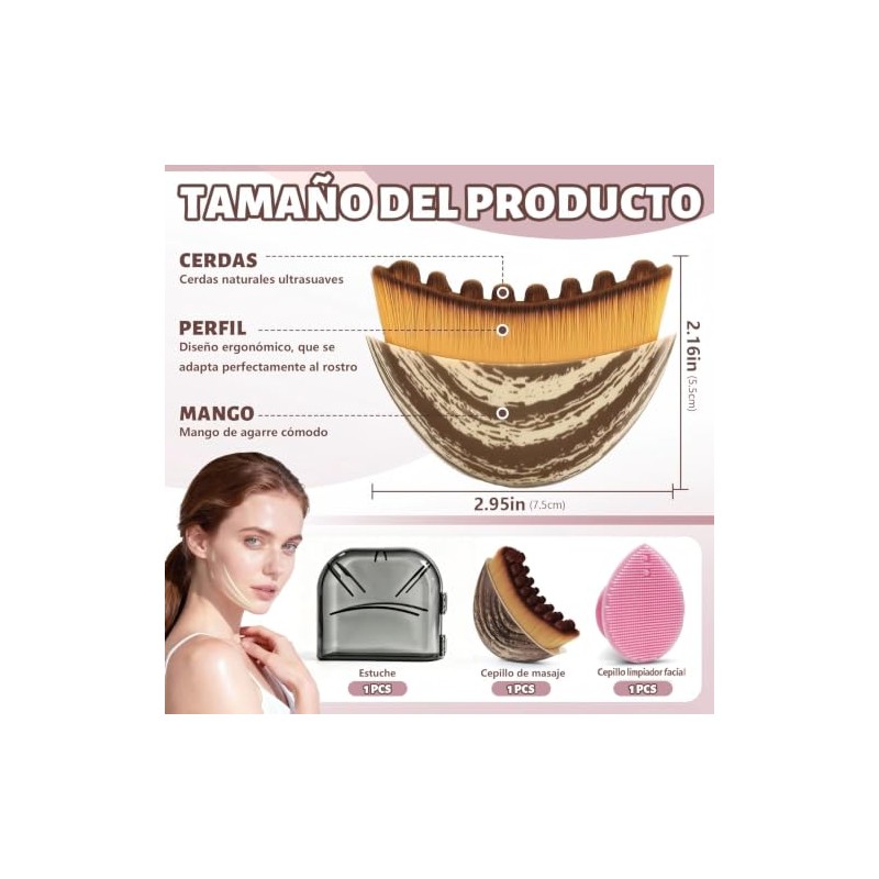 Kit de Cepillos Faciales para Drenaje Linfático y Cepillos de