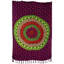 GURU SHOP Bali Sarong, Wall Hanging, Wrap Skirt, Sarong Dress, Patchwork Print, Men/Women, Red, Synthetic, Size: One Size, black / pink