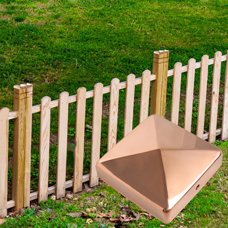 4 Pcs Copper Fence Post Caps with Screw, 4x4''(Actual 3.5x3.5'')
