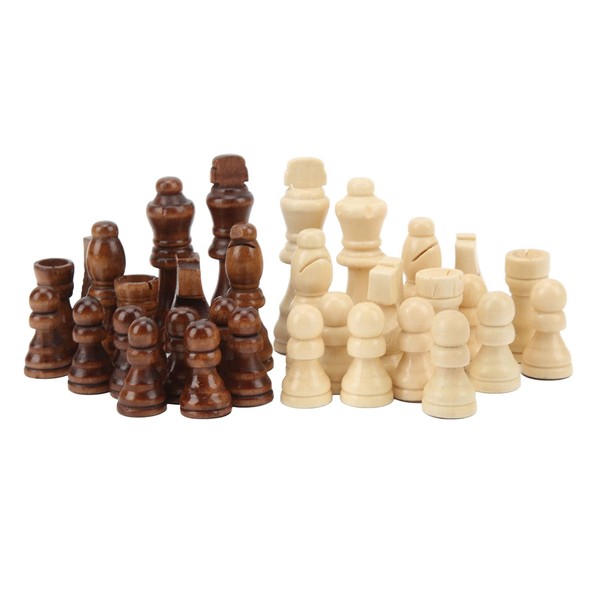 International Chess Pieces, 32 Pieces, Two-Tone Wooden Chess Pieces, Children's