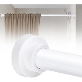 Shower Curtain Rod 31-80 in Adjustable Curtain Rod No Drilling Black Tension Shower Rod Stainless Steel for Bathroom Room Divider - Color: white, Size: 31-80 in