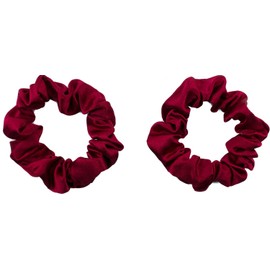 Mytoptrendz® 6 pcs Small Satin Scrunchies for Kids Girls Traceless Hair Ties Ponytail Bands Elastic Bobbles for Women Thin Fine HairAssorted Colour (2, Black 2, Burgundy, 2 Red)