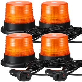 4 Packs 60 LED Strobe Lights 12v-24v Amber Warning Safety Flashing Strobe Light with Magnetic and 16 ft Straight Cord Emergency Lights for Truck Vehicle Forklift Tractor Golf Carts Utv Car Bus