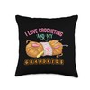 I Love Crocheting And My Grandkids Crochet Throw Pillow