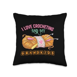 I Love Crocheting And My Grandkids Crochet Throw Pillow