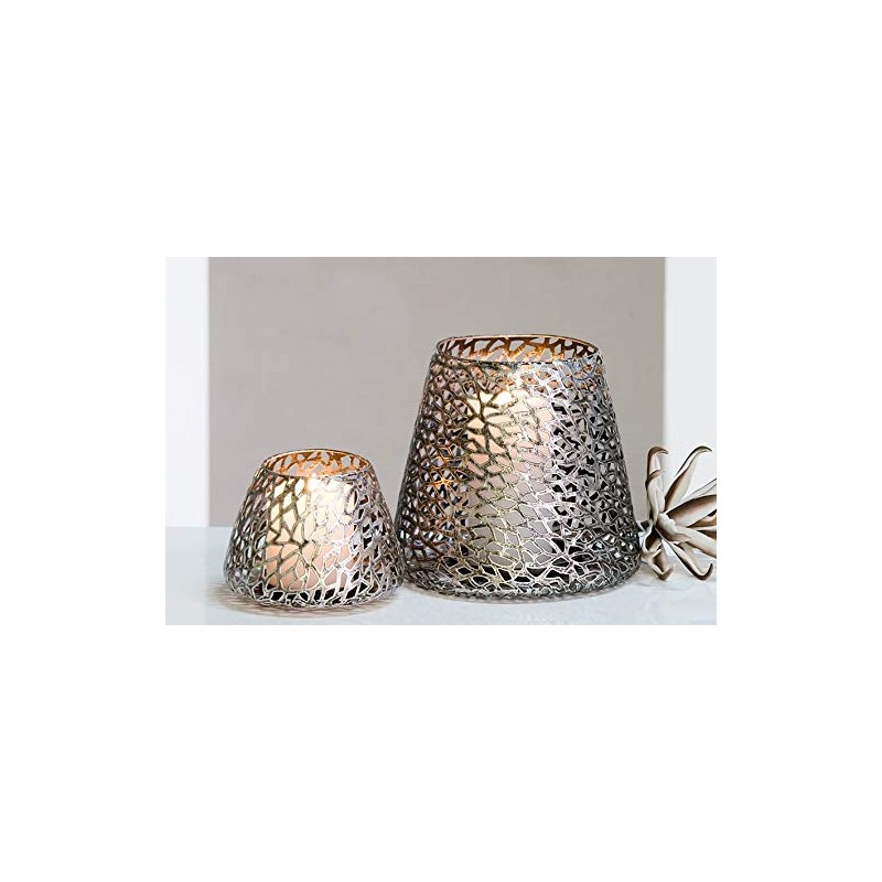 Casablanca Windlicht, Metall, Silber, 20 cm