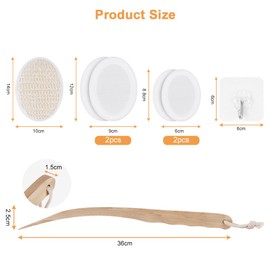 LOPHE Eincremehilfe für Rücken, 7pc Rückeneincremhilfe mit Langem Stiel und 4 Austauschbaren Pads, Rückencremer Applikator Rückenbürste, Duschbad Körperwaschbürste Rückenpflege(Weiß)