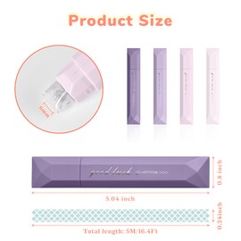 Temiary 4-Pack Double Sided Tape Roller, 6 mm x 196 Inch Adhesive Tape Glue Runner for Scrapbook Craft Supplies Office School (Purple)