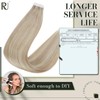 RUNATURE Tape-In Real Hair Extensions Long Ash Blonde with Platinum