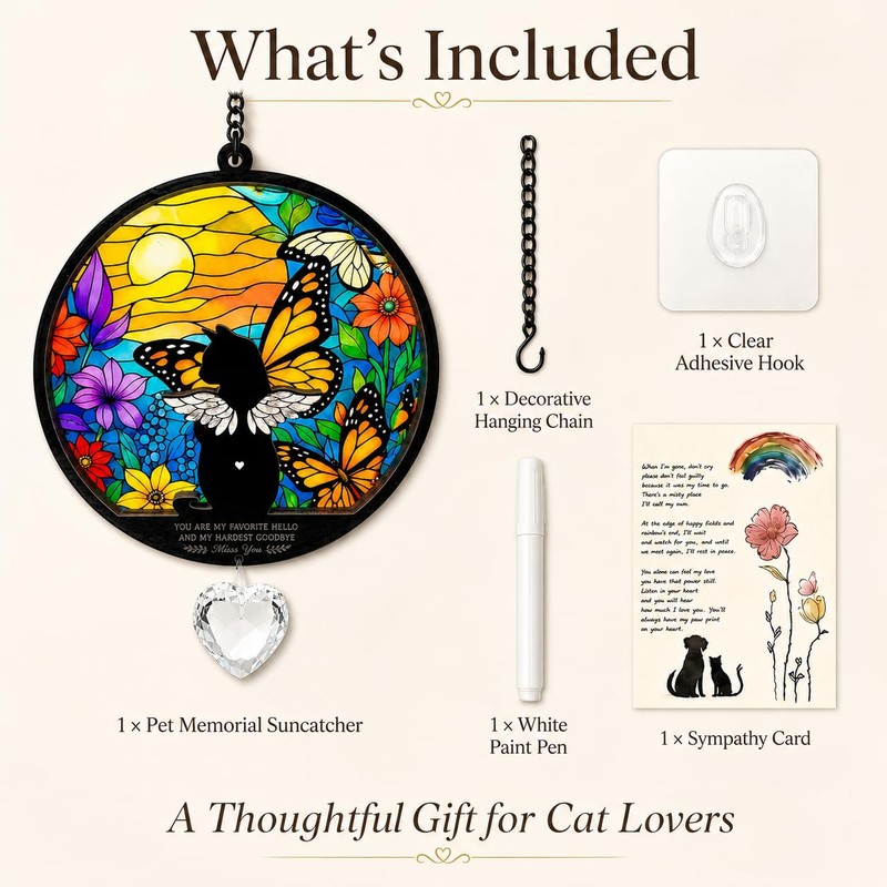Cat Memorial Gift for Loss of Cat,Memorial Window Hanging