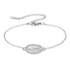 Amaxer Stainless Steel Double Sided Virgin Mary Pendant Bracelet Adjustable