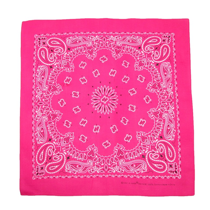 CTM Unisex Cotton Neon Paisley Bandanas, Hot Pink