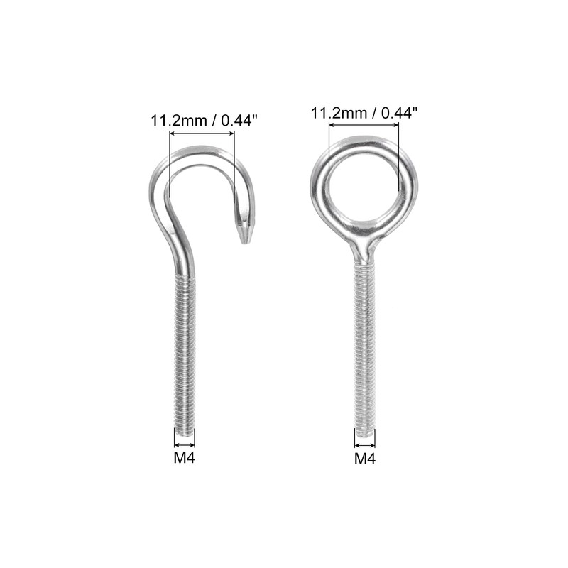 PATIKIL M4 Ring Eye Bolts, 3Pcs 304 Stainless Steel Lifting