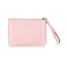 4.5 x 6.5 Clutch Stadium Approved, Leather Coin Purse for Women Wristlet Money Pouches for Cash Car Change with Zipper Lipstick Holder, Extra Small Makeup Bag for Purse Organizer Insert, Pink