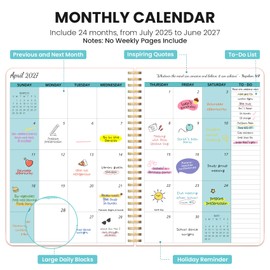 Monthly Planner 2025-2027, 2 Year Monthly Planner Calendar 2025-2027, July 2025 - June 2027, 7" x 10", 25-27 Monthly Calendar Planner, 24 Months, Perfect for School Office Home Planning - Pink