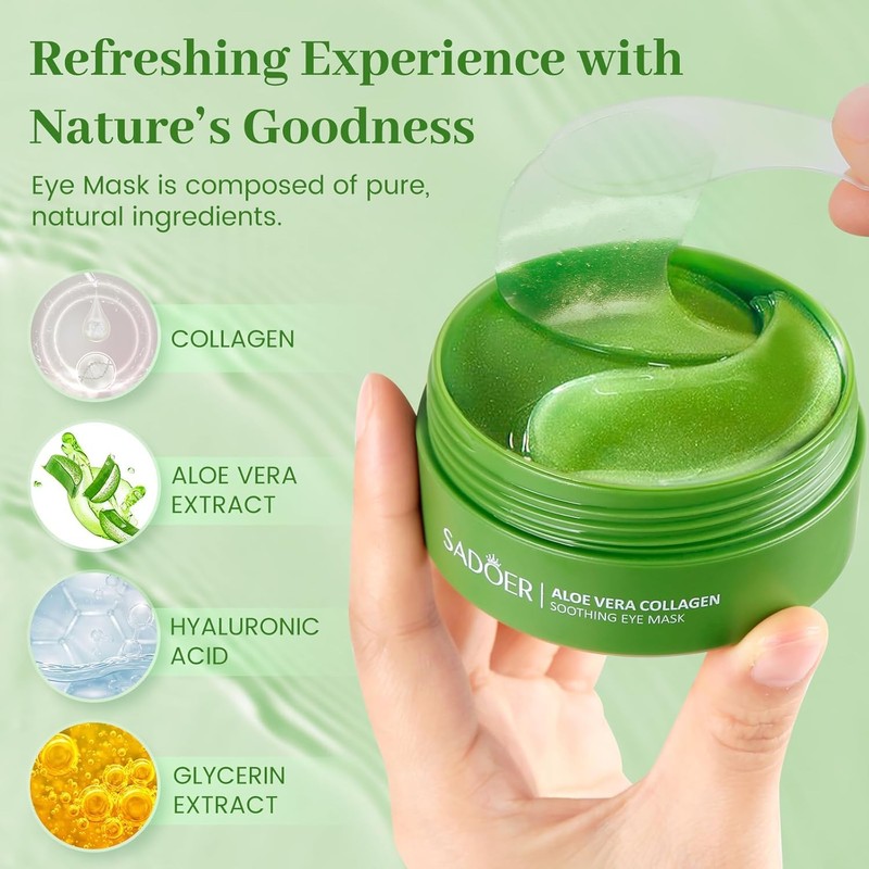 Under Eye Gel Patches, Eyes Collagen Masks with Aloe Vera