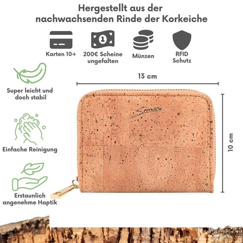Simaru Women's Cork Wallet, Vegan & RFID Secure Wallet with