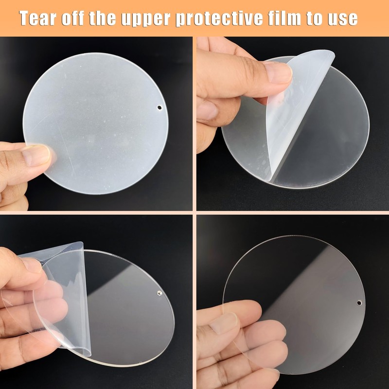 YUEBOSUL 5 Pack Acrylic Disc Blanks, 4 Inch Clear Acrylic