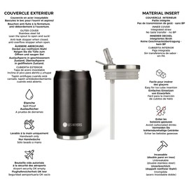 Les Aristes Paris Pull Can'IT Water Bottle, Stainless Steel, Black, 280 ml