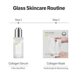 SUNGBOON EDITOR Combo rejuvenecedor/conjunto de refuerzo de colágeno profundo, máscara facial (4ea) y suero, juego de cuidado de la piel de colágeno y