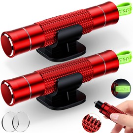 smosun Safety Hammer - Safe Hammer Glass Breaker Under Water, Upgraded Antiskid, Car Hammer Seatbelt Cutter Car Window Breaker Emergency Escape Tool, Safe Hammer Glass Breaker for New Cars (2PCS Red)